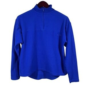 Vintage Montbell 1/4 Zip Pullover Mens M Blue Fleece Outdoor Hiking USA Made